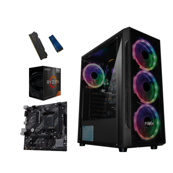 EQUIPO AMD RYZEN 7 5700G - BOARD ASUS PRIME A520M -K  - MEM  DDR4 16GB 3200 - SSD 512 HIKVISION - FUENTE 350W - CHASIS CX-18 4 FANS