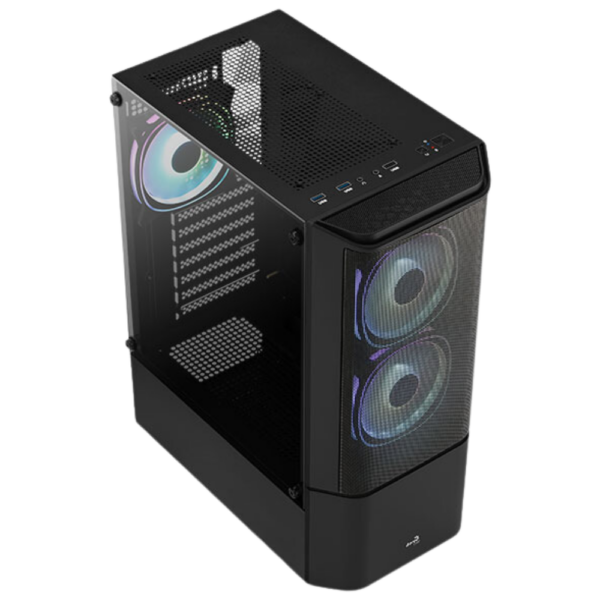 CHASIS AEROCOOL - QUANTUM MESH-G-BK - 3 FANS - NEGRO - Imagen 5