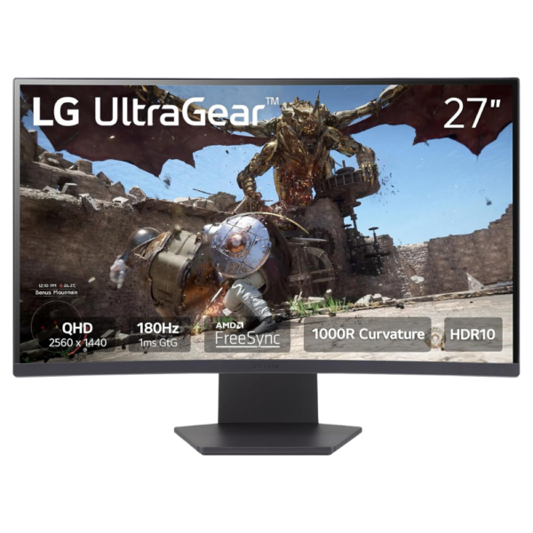 MONITOR LG 27" 27GS60QC-B - CURVO - 2560X1440 - VA - 180HZ - 1MS