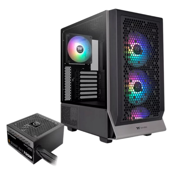 CHASIS THERMALTAKE CERES 300 TG - NEGRO - FUENTE 750W 80 PLUS BRONCE - 2 FANS ARGB