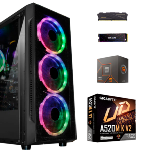 EQUIPO AMD RYZEN 5 5600GT - BOARD GIGABYTE A520M - K - DDR4 16GB 3200MHz - SSD M.2 512GB - CHASIS CL-X19 - 4 FANS