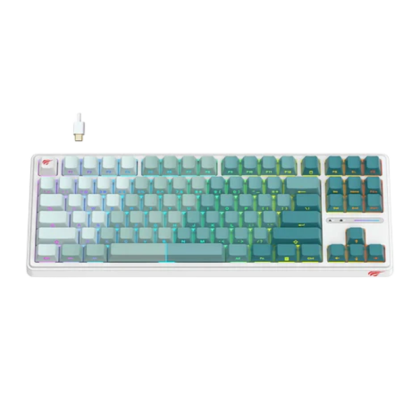 TECLADO GAMER HAVIT KB901L - MECANICO - VERDE - USB C - 80%