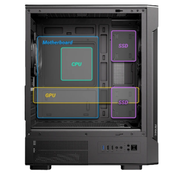 CHASIS ANTEC VX300M ARGB- VIDRIO TEMPLADO - NEGRO - 3 FANS ARGB (724002) - Imagen 3