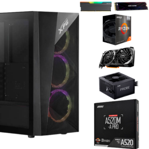 EQUIPO AMD RYZEN 7 5700X - BOARD MSI PRO  A520M-A- DDR4 16GB 3200MHZ RGB- SSD M.2 512GB - T.V MSI RTX 3050 6GB -FUENTE P-G 600W 80 PLUS BRONZE - CHASIS ATX XPG LANDER 500 - 6 FANS