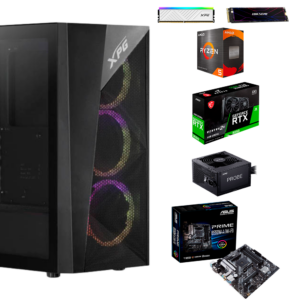 EQUIPO AMD RYZEN 5 5600X - BOARD ASUS PRIME  B550M-A-AC WIFI - DDR4 16GB 3200MHZ RGB - SSD M.2 512GB - T.V MSI RTX 3050 6GB -FUENTE P-G 600W 80 PLUS BRONZE - CHASIS ATX XPG LANDER 500 6 FANS