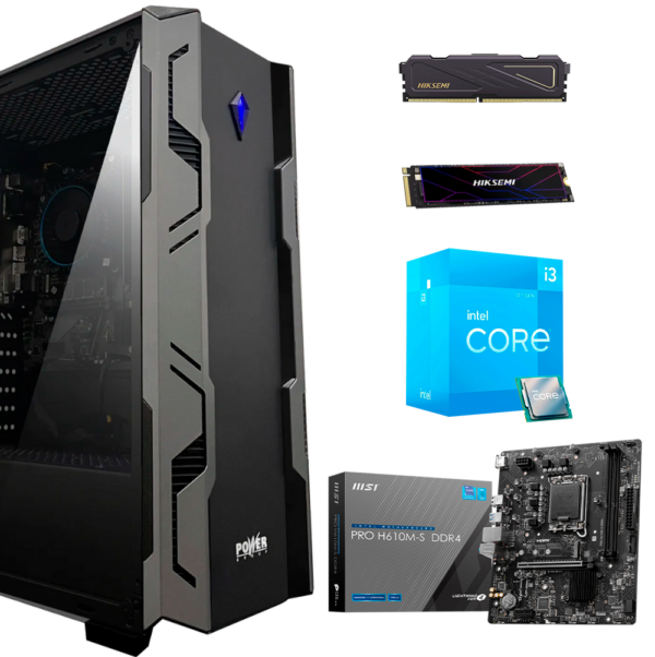 EQUIPO INTEL CORE I3 12100 - BOARD MSI PRO H610M-S - DDR4 16GB 3200MHz - SSD M.2 512GB - VENTILADOR A-200C -CHASIS ATX L27
