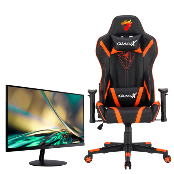 COMBO MONITOR ACER 22" + SILLA GAMER FALCONX - NEGRO/NARANJA