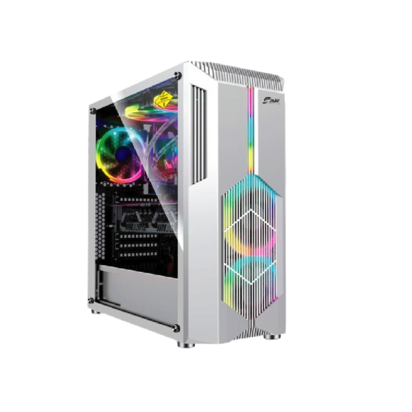 CHASIS JYR GAMER ATX  JX112 ZERO - BLANCO - 5 FAN  (613015)
