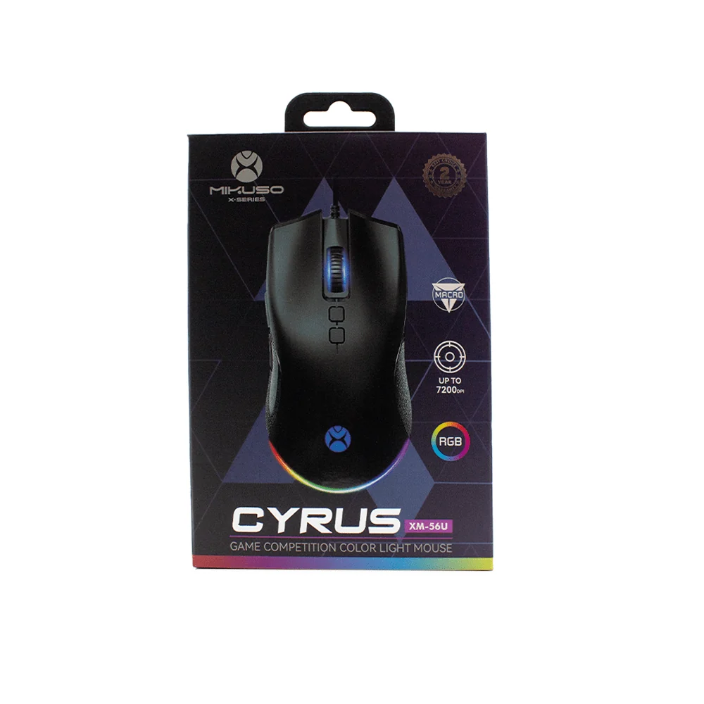 MOUSE GAMER MIKUSO XM56U ALAMBRICO RGB 7200 DPI PROGRAMABLE